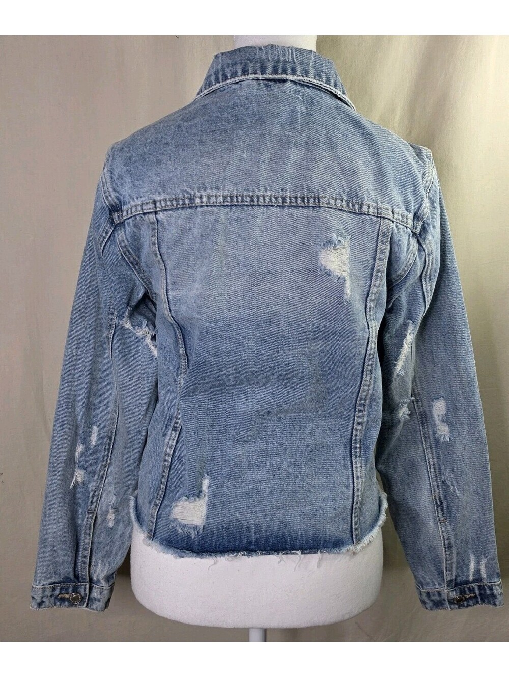 Vervet Distressed Denim Jacket Women's XS Classic Fit Light Wash Ripped - Picture 5 of 9